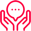Hands reaching out icon red