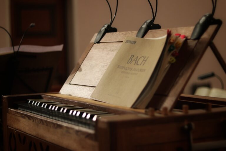 A church organ with a music score