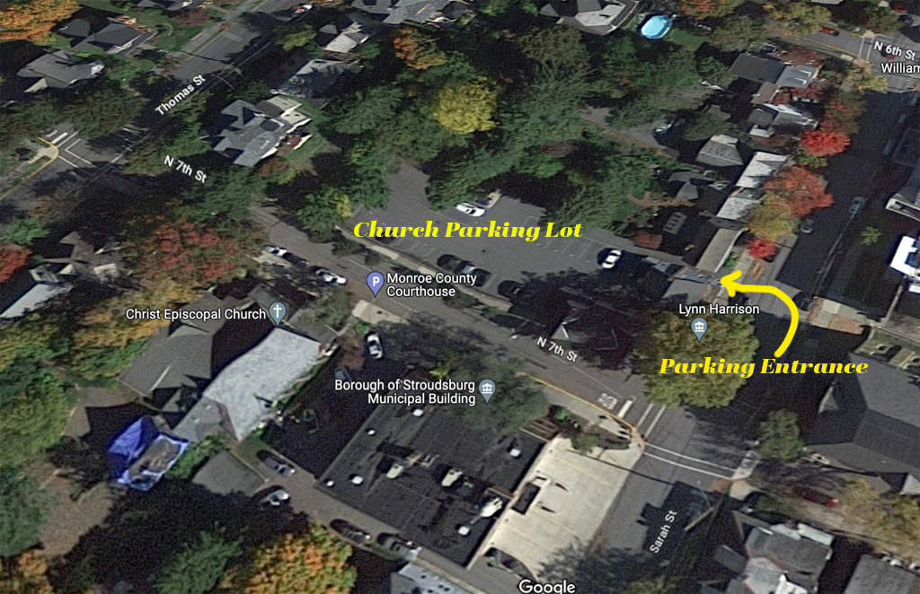 Google Maps screen capture of the location of CEC's parking lot off Sarah St. in Stroudsburg.